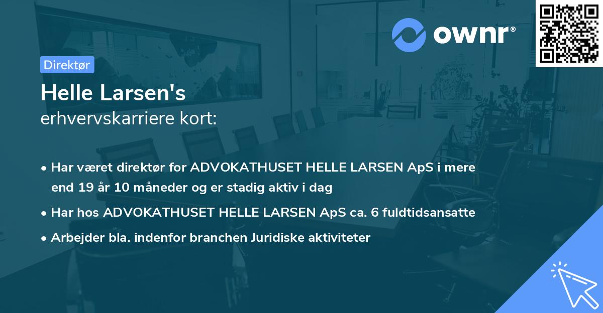 Helle Larsen's erhvervskarriere kort