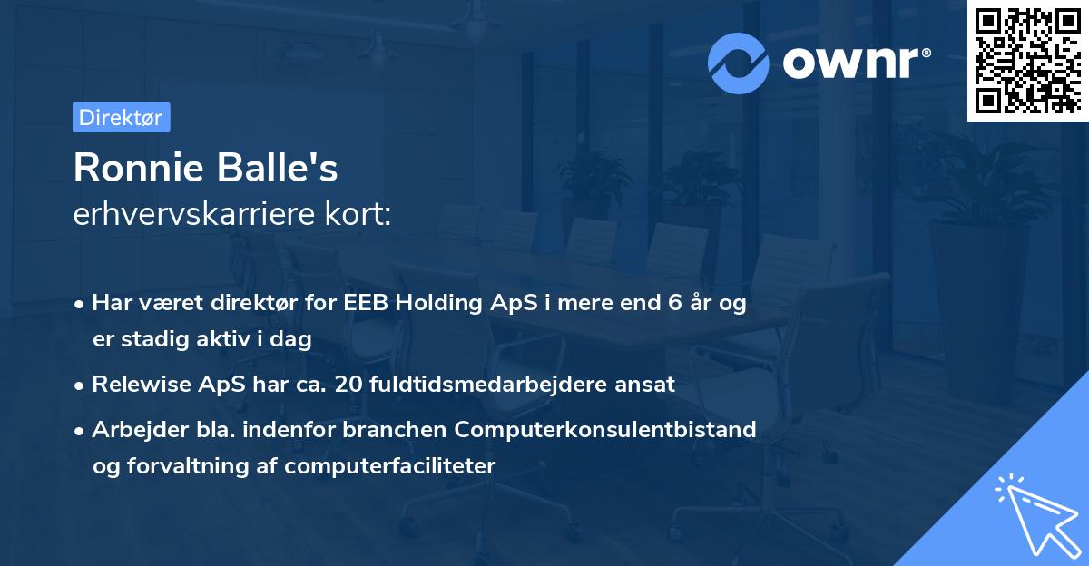 Ronnie Balle's erhvervskarriere kort
