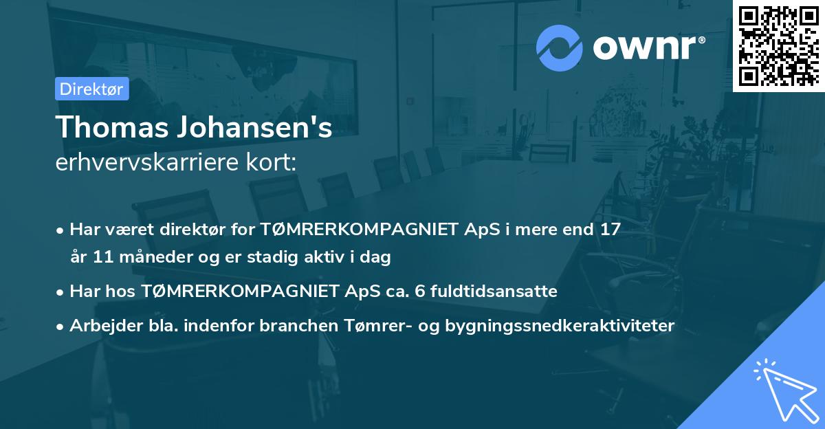 Thomas Johansen's erhvervskarriere kort