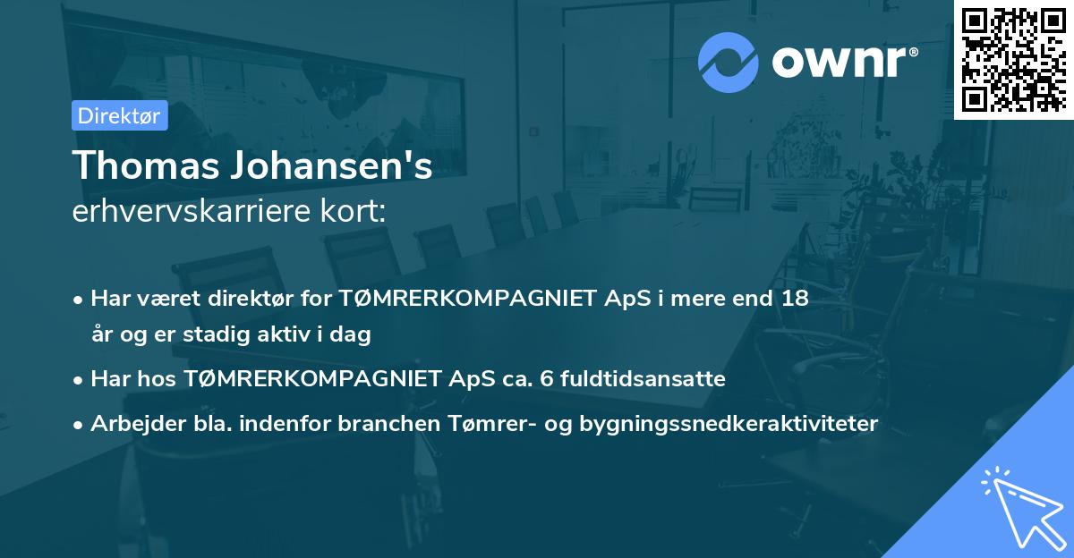 Thomas Johansen's erhvervskarriere kort