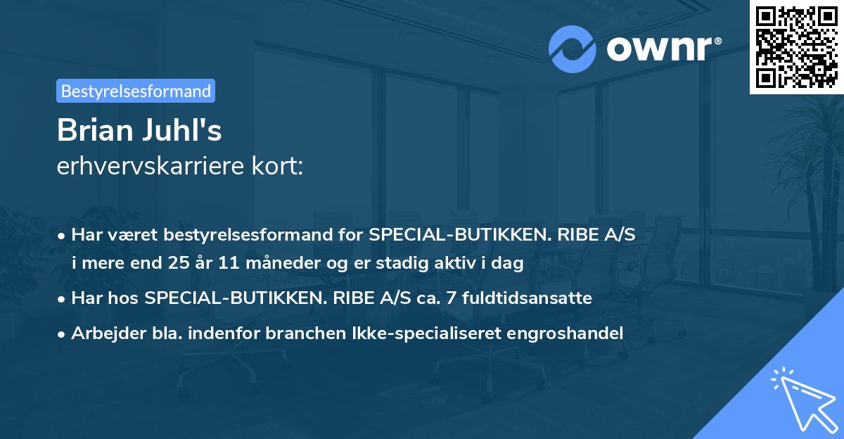 Brian Juhl's erhvervskarriere kort