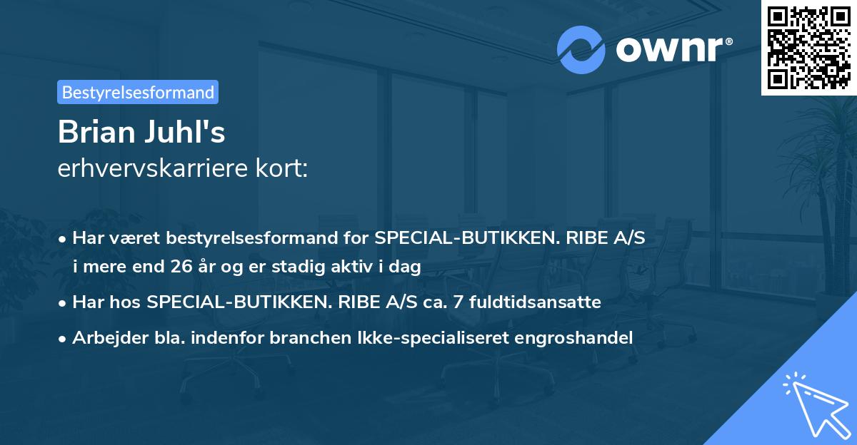 Brian Juhl's erhvervskarriere kort