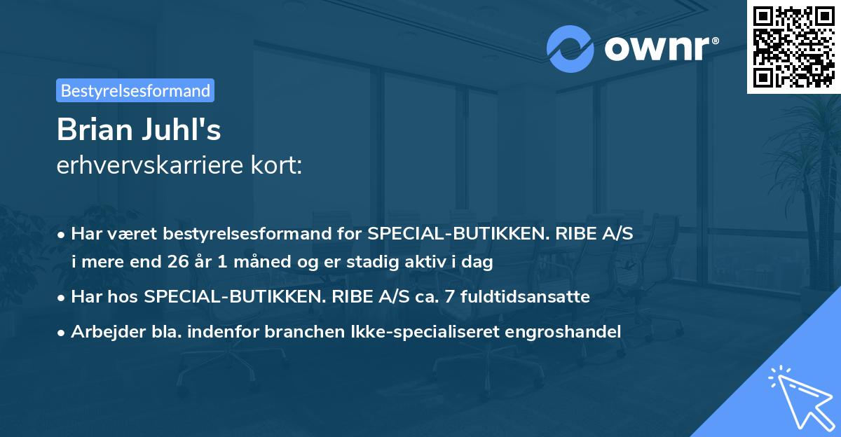 Brian Juhl's erhvervskarriere kort