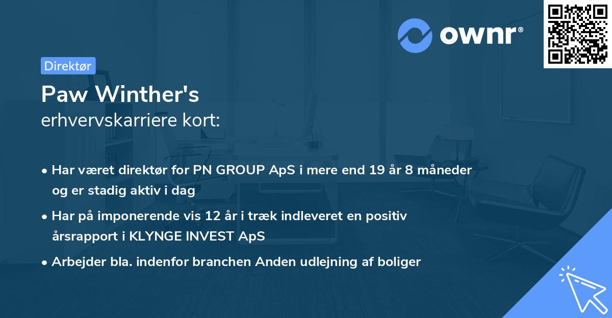 Paw Winther's erhvervskarriere kort