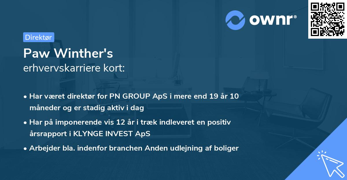 Paw Winther's erhvervskarriere kort