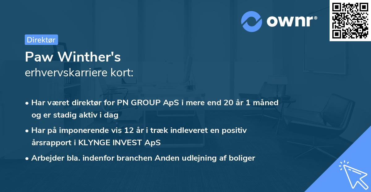 Paw Winther's erhvervskarriere kort