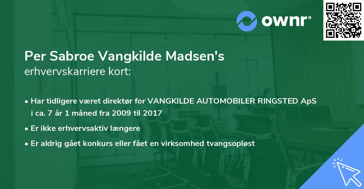 Per Sabroe Vangkilde Madsen's erhvervskarriere kort