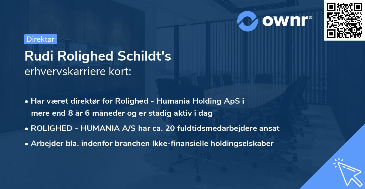 Rudi Rolighed Schildt's erhvervskarriere kort