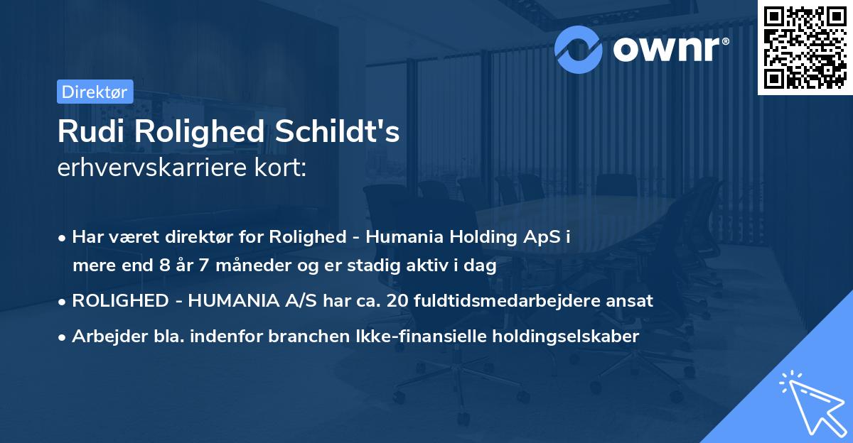 Rudi Rolighed Schildt's erhvervskarriere kort