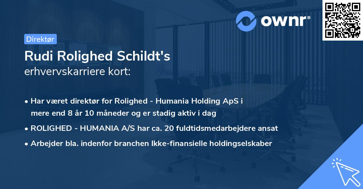 Rudi Rolighed Schildt's erhvervskarriere kort