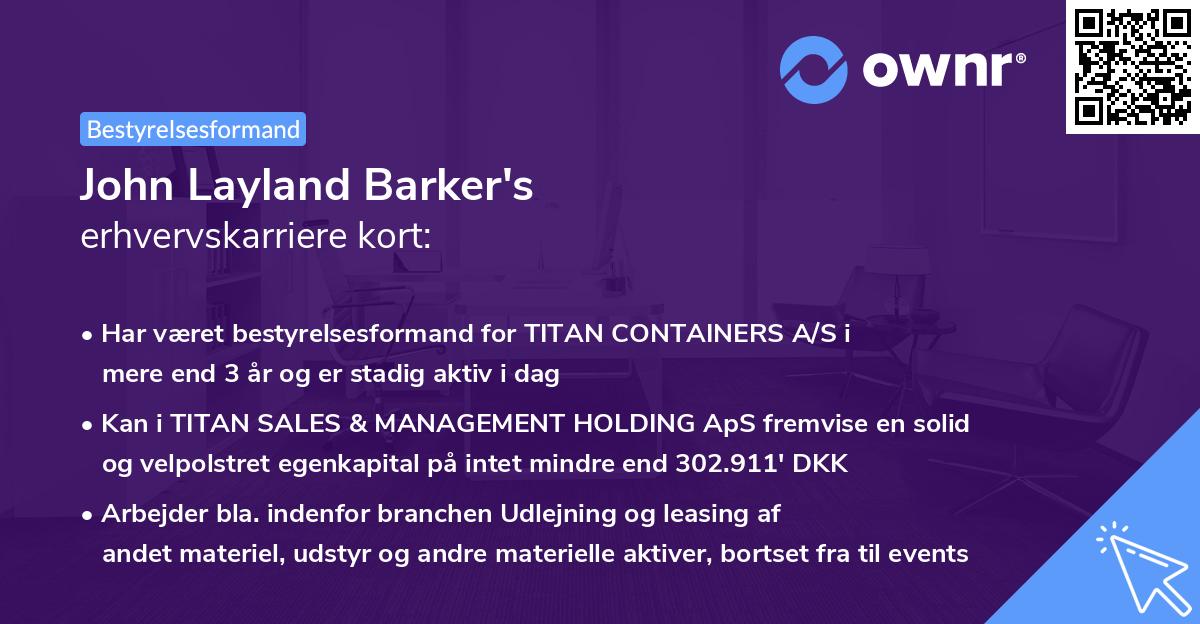 John Layland Barker's erhvervskarriere kort