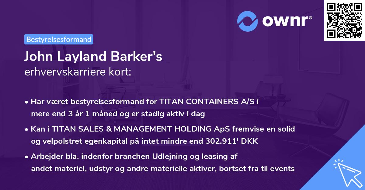 John Layland Barker's erhvervskarriere kort