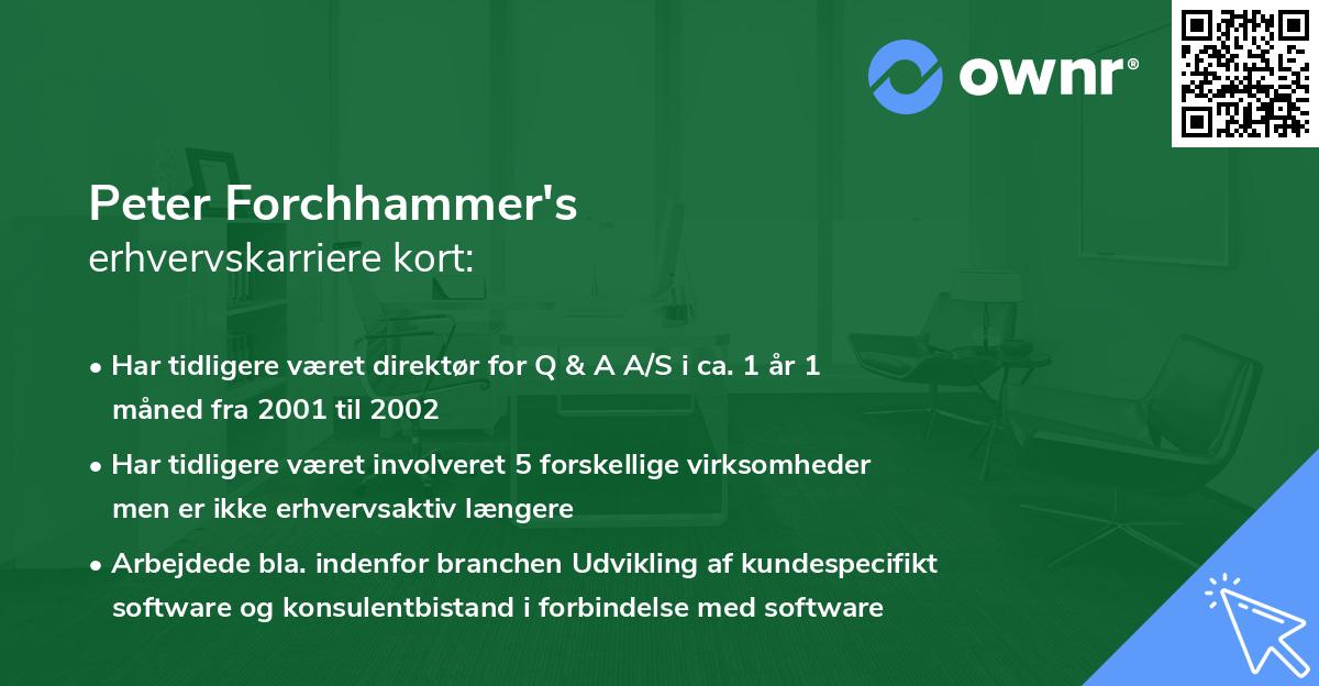 Peter Forchhammer's erhvervskarriere kort