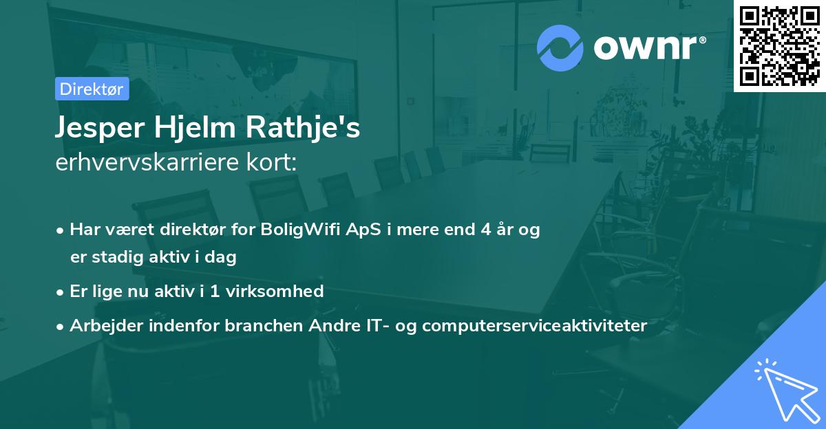 Jesper Hjelm Rathje's erhvervskarriere kort