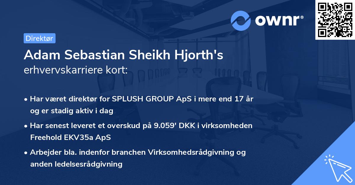 Adam Sebastian Sheikh Hjorth's erhvervskarriere kort