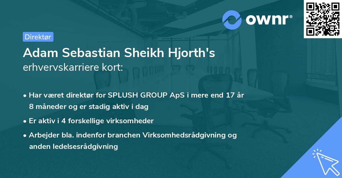 Adam Sebastian Sheikh Hjorth's erhvervskarriere kort