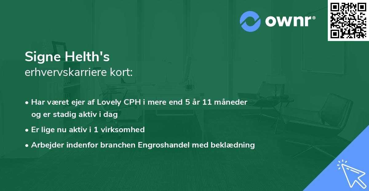 Signe Helth's erhvervskarriere kort