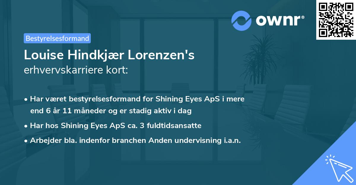 Louise Hindkjær Lorenzen's erhvervskarriere kort