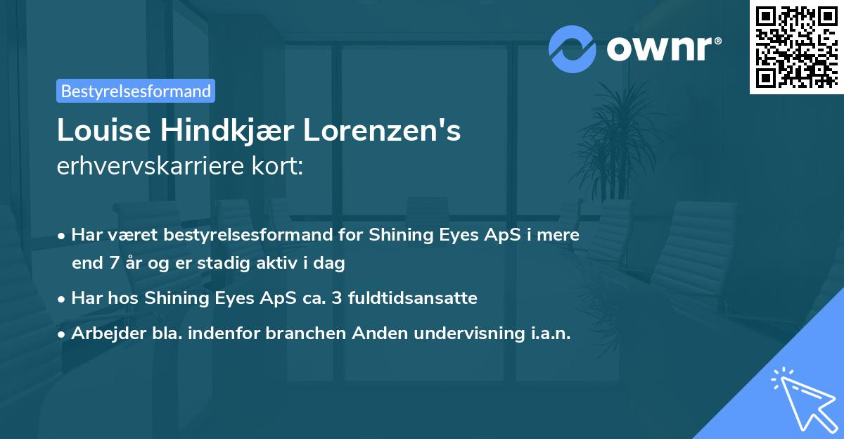 Louise Hindkjær Lorenzen's erhvervskarriere kort