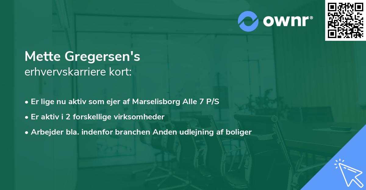 Mette Gregersen's erhvervskarriere kort