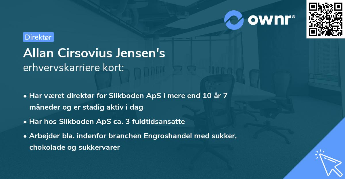 Allan Cirsovius Jensen's erhvervskarriere kort