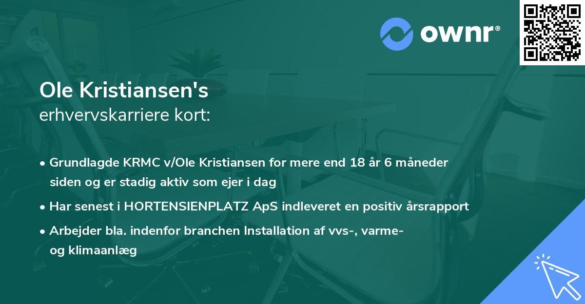 Ole Kristiansen's erhvervskarriere kort