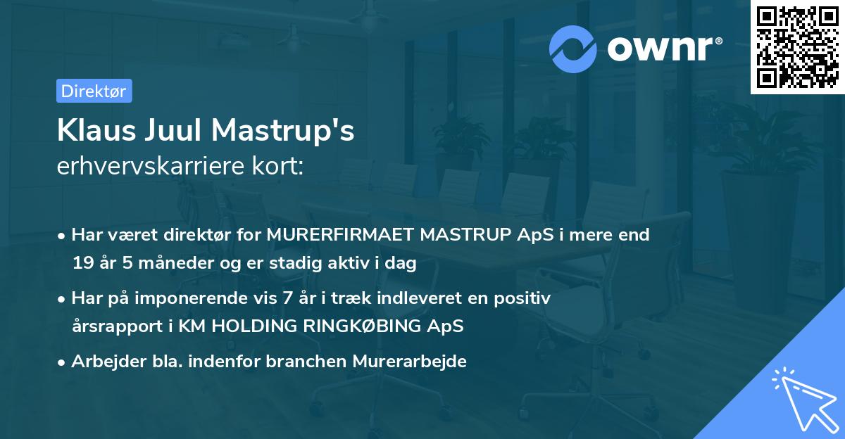Klaus Juul Mastrup's erhvervskarriere kort