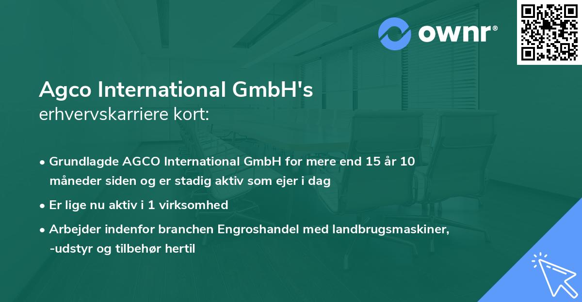 Agco International GmbH's erhvervskarriere kort