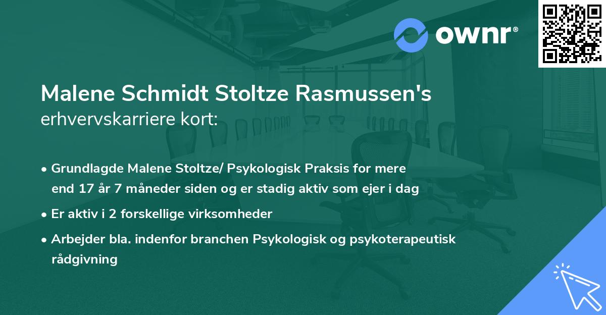 Malene Schmidt Stoltze Rasmussen's erhvervskarriere kort