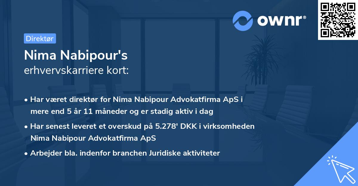 Nima Nabipour's erhvervskarriere kort