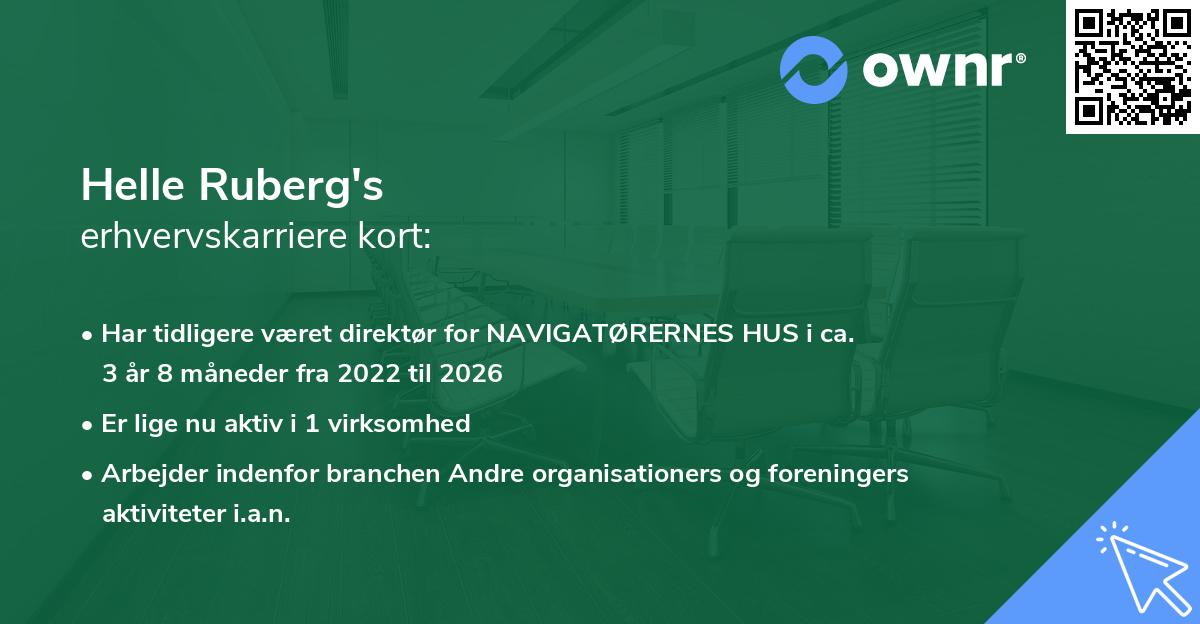 Helle Ruberg's erhvervskarriere kort