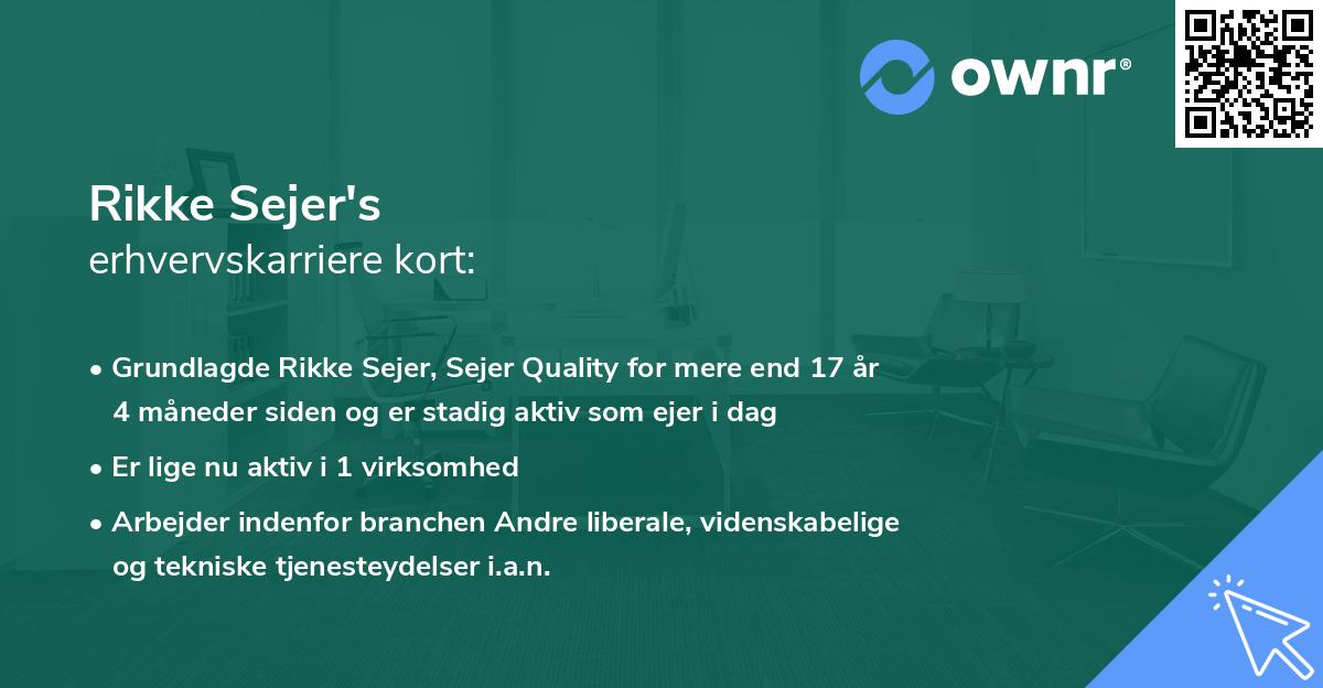 Rikke Sejer's erhvervskarriere kort