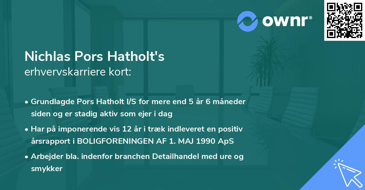 Nichlas Pors Hatholt's erhvervskarriere kort