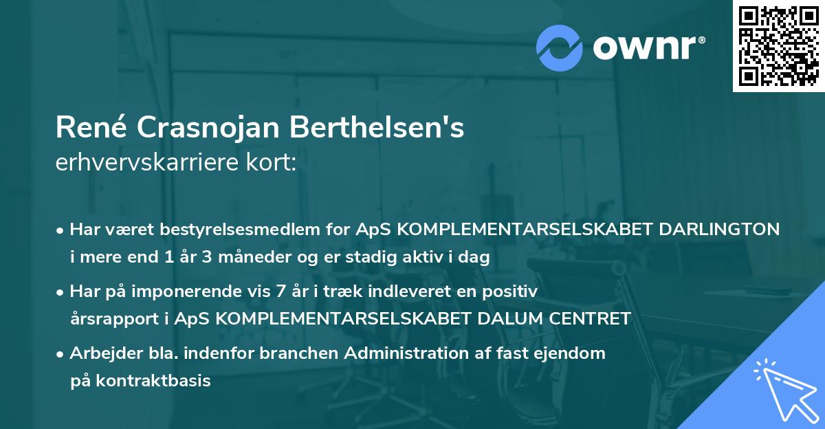 René Crasnojan Berthelsen's erhvervskarriere kort