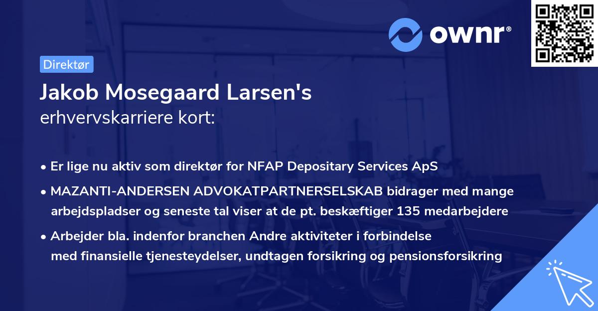 Jakob Mosegaard Larsen's erhvervskarriere kort