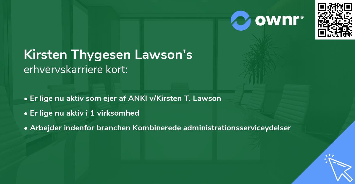 Kirsten Thygesen Lawson's erhvervskarriere kort