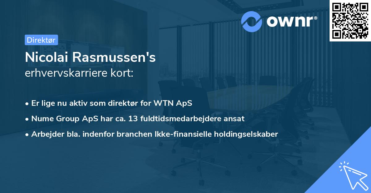 Nicolai Rasmussen's erhvervskarriere kort