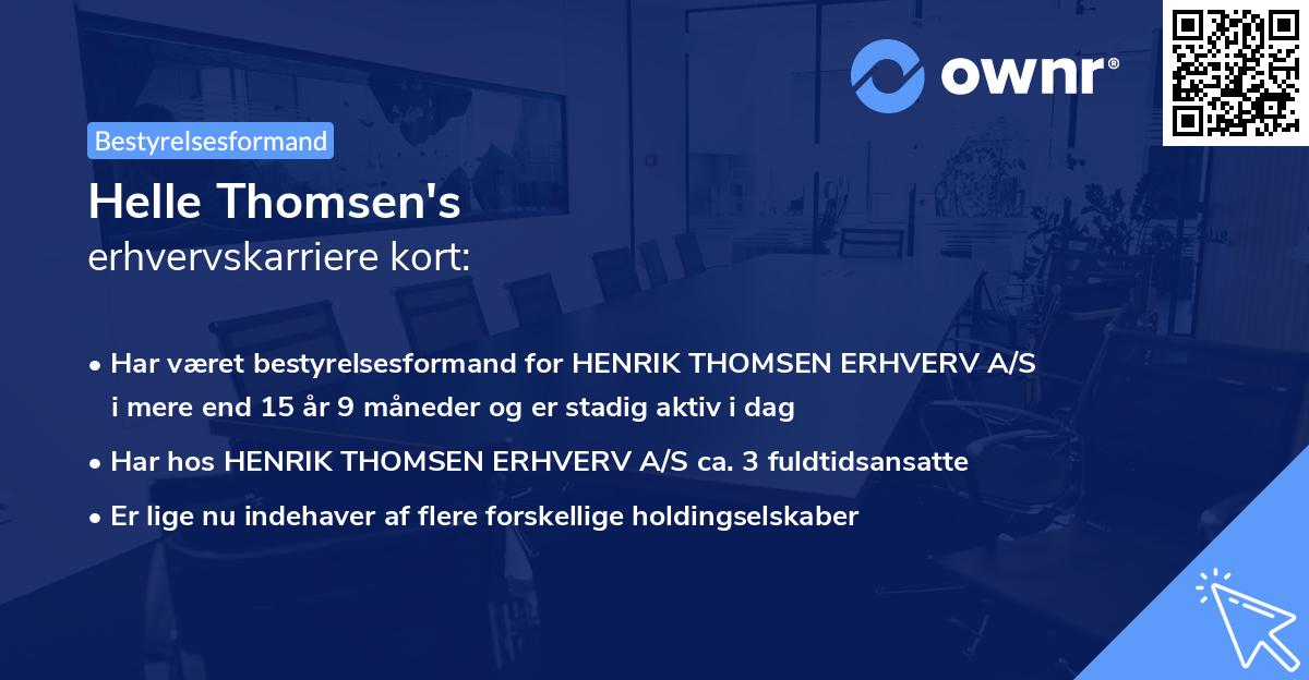 Helle Thomsen's erhvervskarriere kort