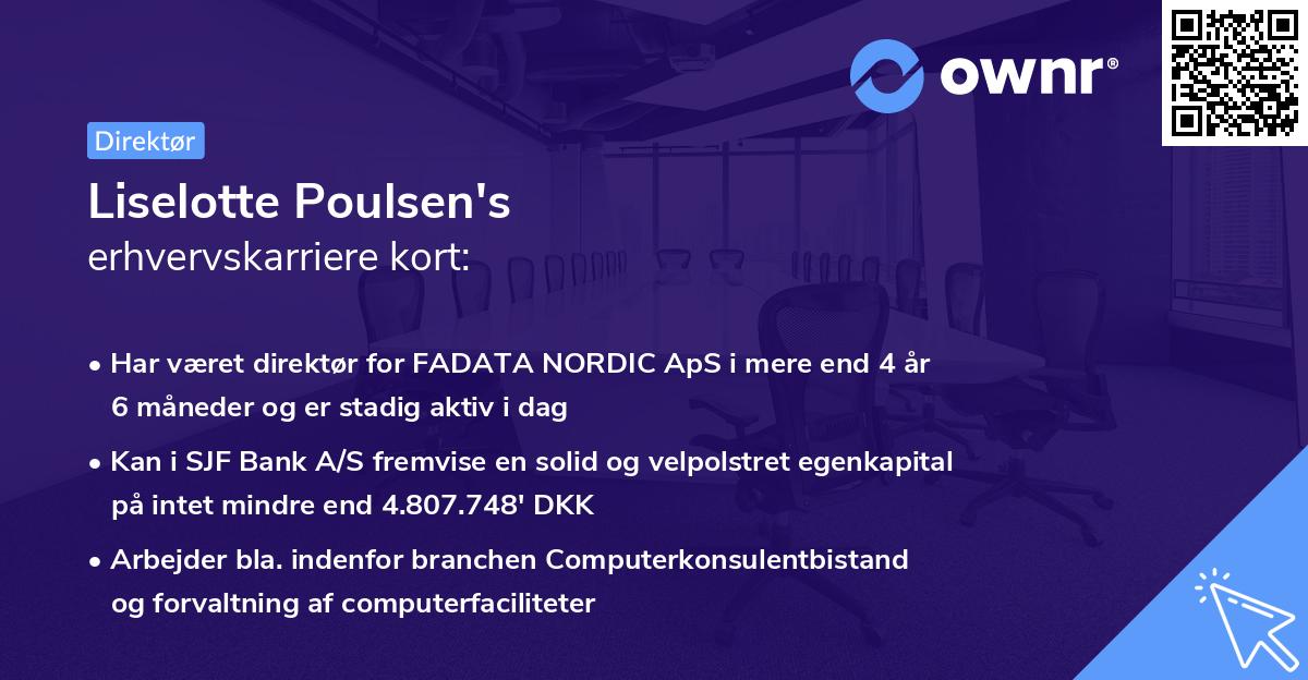 Liselotte Poulsen's erhvervskarriere kort