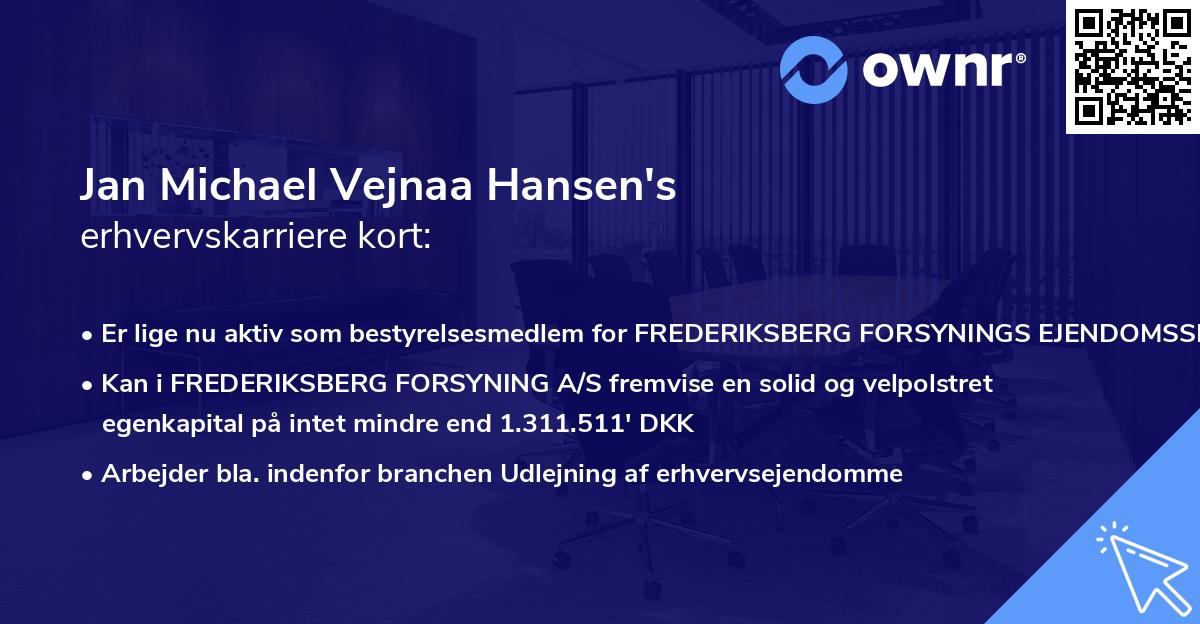 Jan Michael Vejnaa Hansen's erhvervskarriere kort