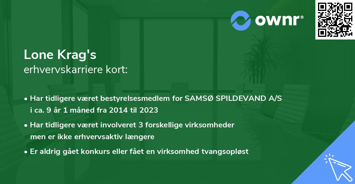 Lone Krag's erhvervskarriere kort