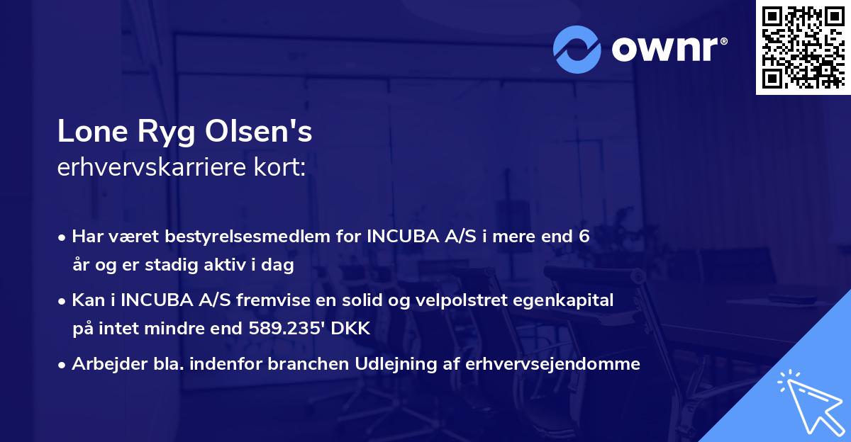 Lone Ryg Olsen's erhvervskarriere kort