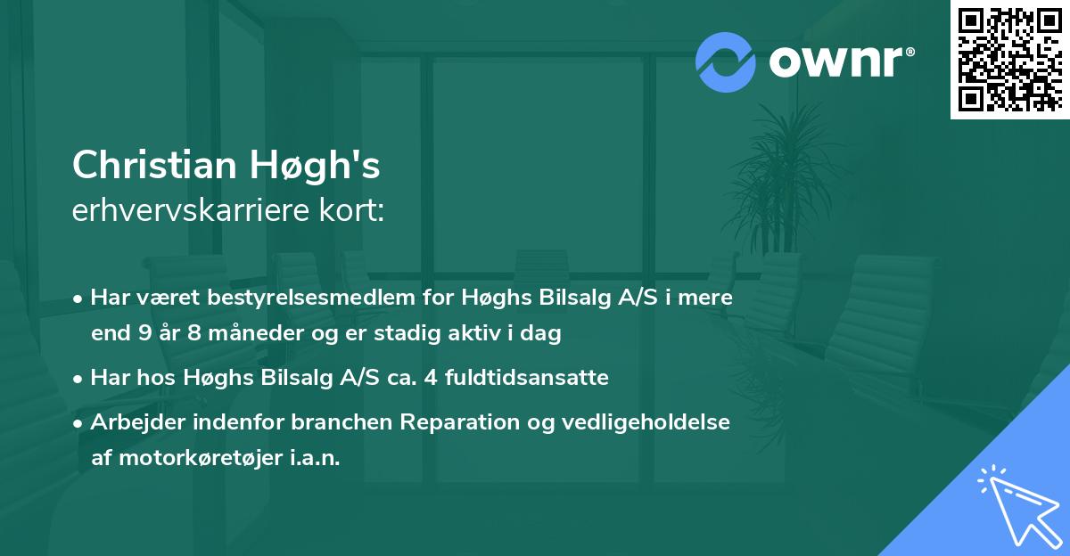 Christian Høgh's erhvervskarriere kort