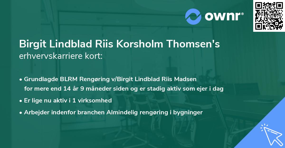 Birgit Lindblad Riis Korsholm Thomsen's erhvervskarriere kort