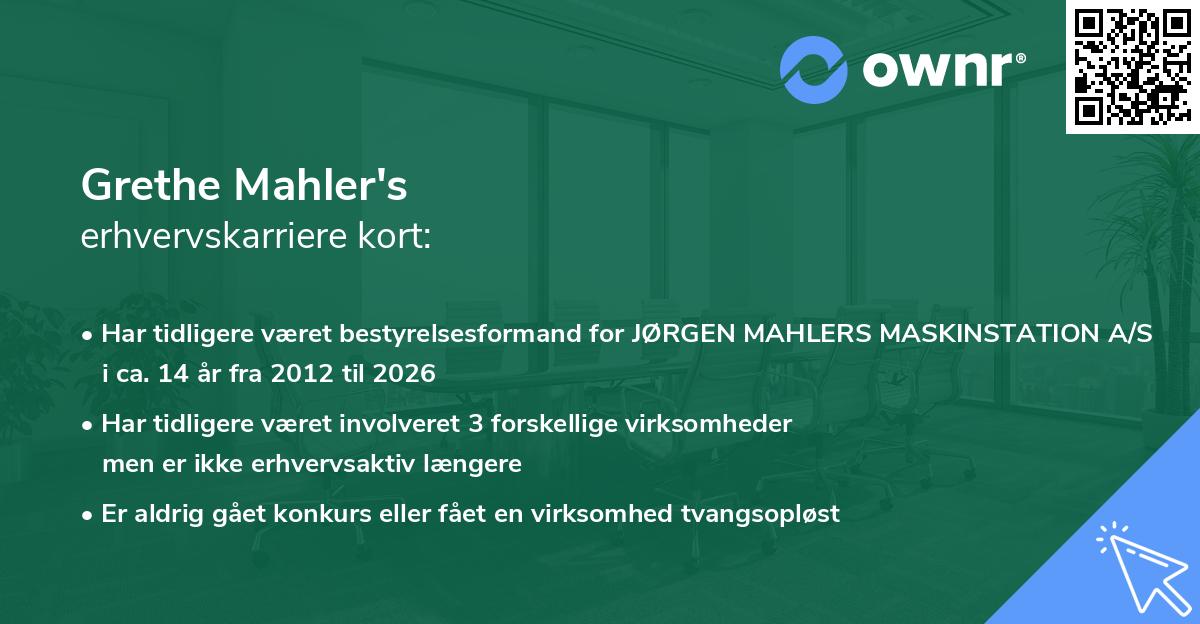 Grethe Mahler's erhvervskarriere kort