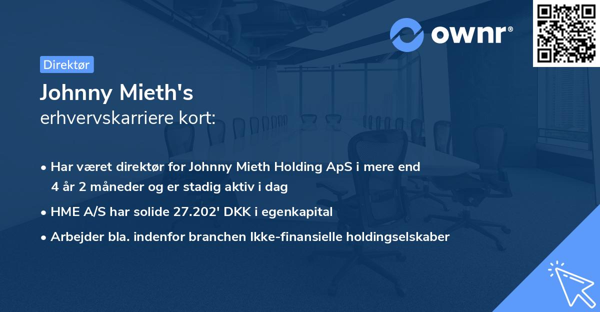 Johnny Mieth's erhvervskarriere kort