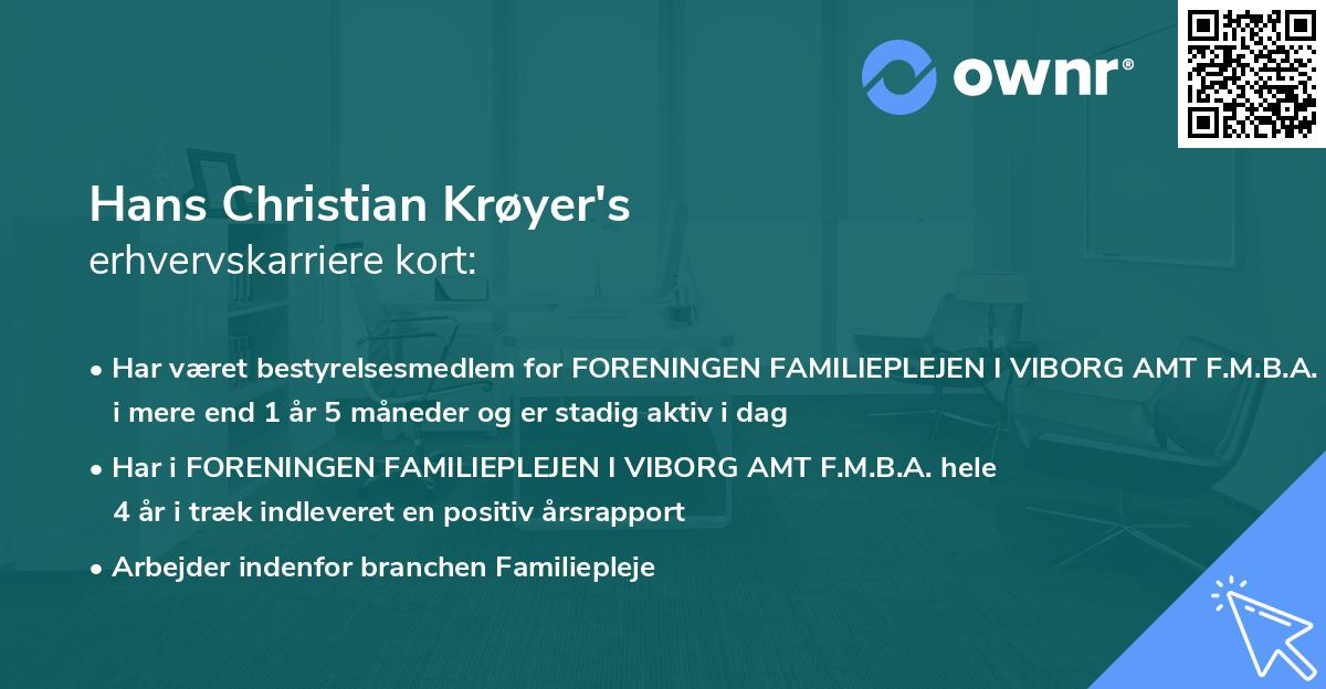 Hans Christian Krøyer's erhvervskarriere kort