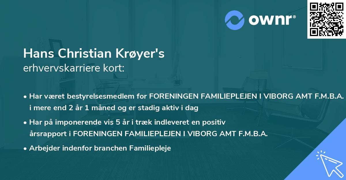 Hans Christian Krøyer's erhvervskarriere kort