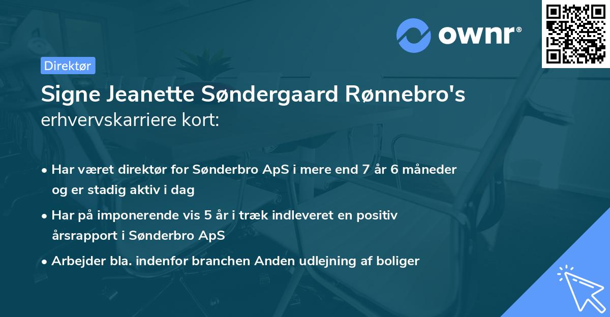 Signe Jeanette Søndergaard Rønnebro's erhvervskarriere kort