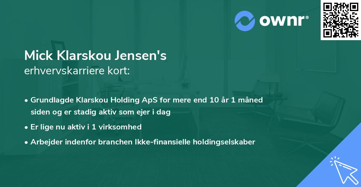 Mick Klarskou Jensen's erhvervskarriere kort